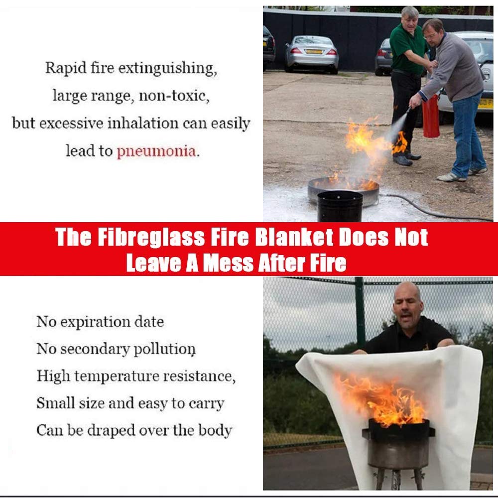 Fire Blanket Fire Guardian Blanket and Fire Blanket Fire Suppression Blankets for Kitchen, Bedroom, People- Energency Safety (40"x40") (White (2 Pack))