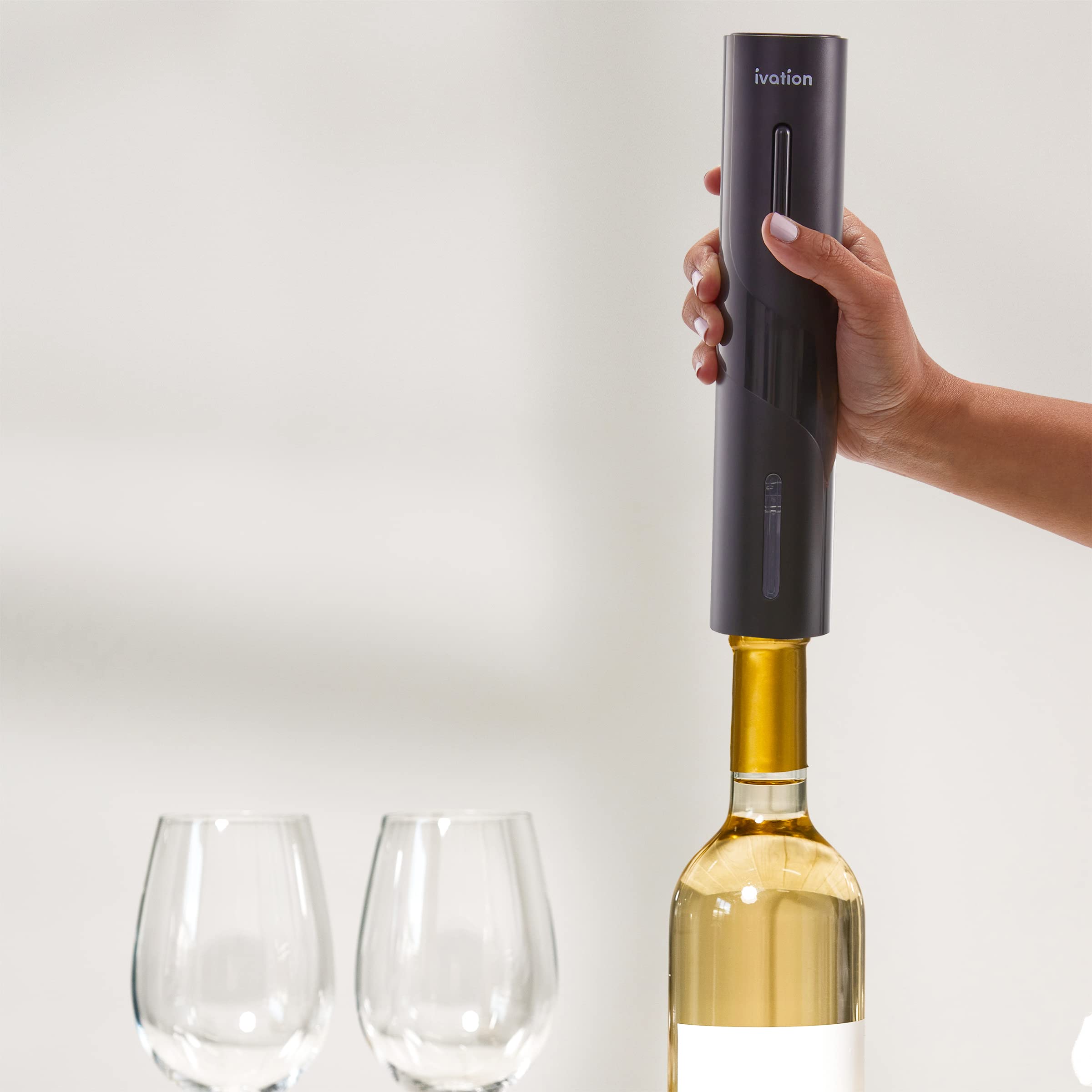 Ivation 7-Piece Wine Gift Set – Includes Electric Bottle Opener, Wine Aerator, Preserver Pump, 2 Cork Stoppers, Foil Cutter & Stand