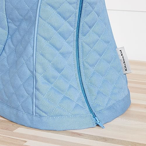 KITCHENAID Fitted Tilt-Head Solid Stand Mixer Cover with Storage Pocket, Quilted 100% Cotton, Blue Velvet, 14.4"x18"x10"