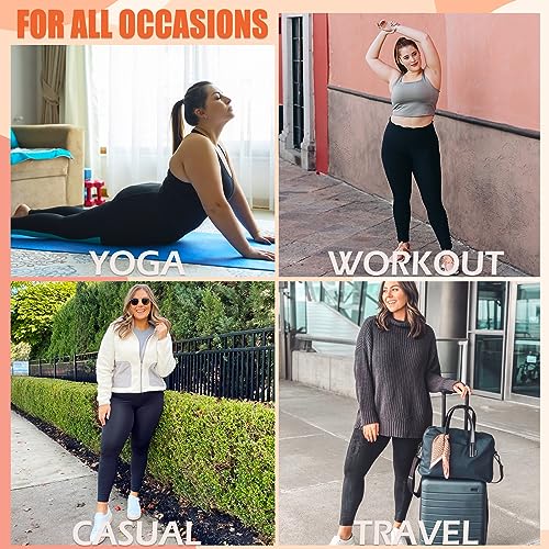 NEW YOUNG 3 Pack Plus Size Leggings with Pockets for Women,High Waist Tummy Control Workout Yoga Pants (X-Large, Black/Navy/Grey)