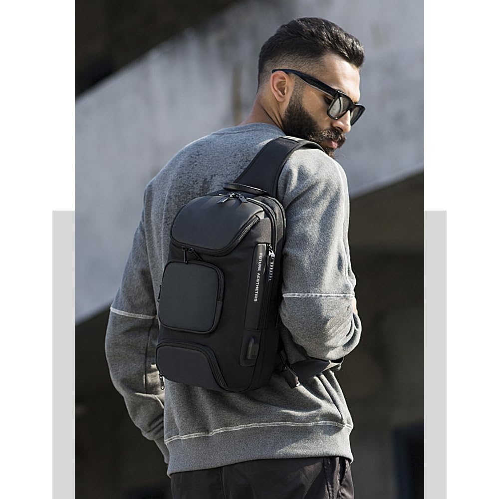 OZUKO Sling Backpack Sling Bag Crossbody Backpack Shoulder Casual Daypack Rucksack for Men (Gray1)