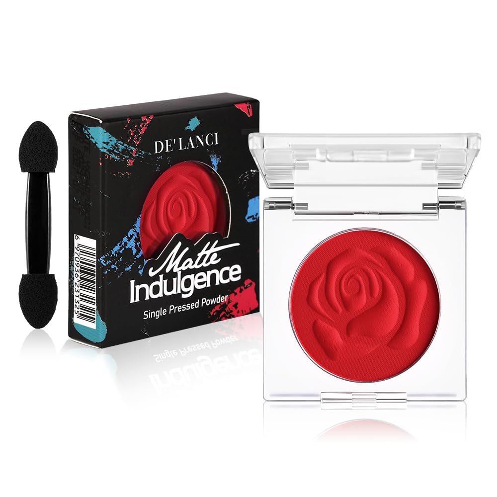 ecofavor True Red Matte Eyeshadow - Single Bold Gothic Red, High-Pigment, Long-Lasting, Waterproof, Vegan Smokey Eye Shadow Compact - Perfect for Halloween Makeup