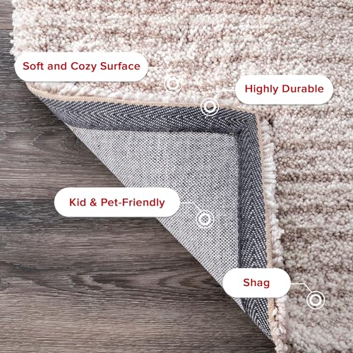 nuLOOM Drey Striped Shag Area Rug - 4x6 Shag Area Rug Casual Blue/Ivory Rugs for Living Room Bedroom Dining Room Nursery