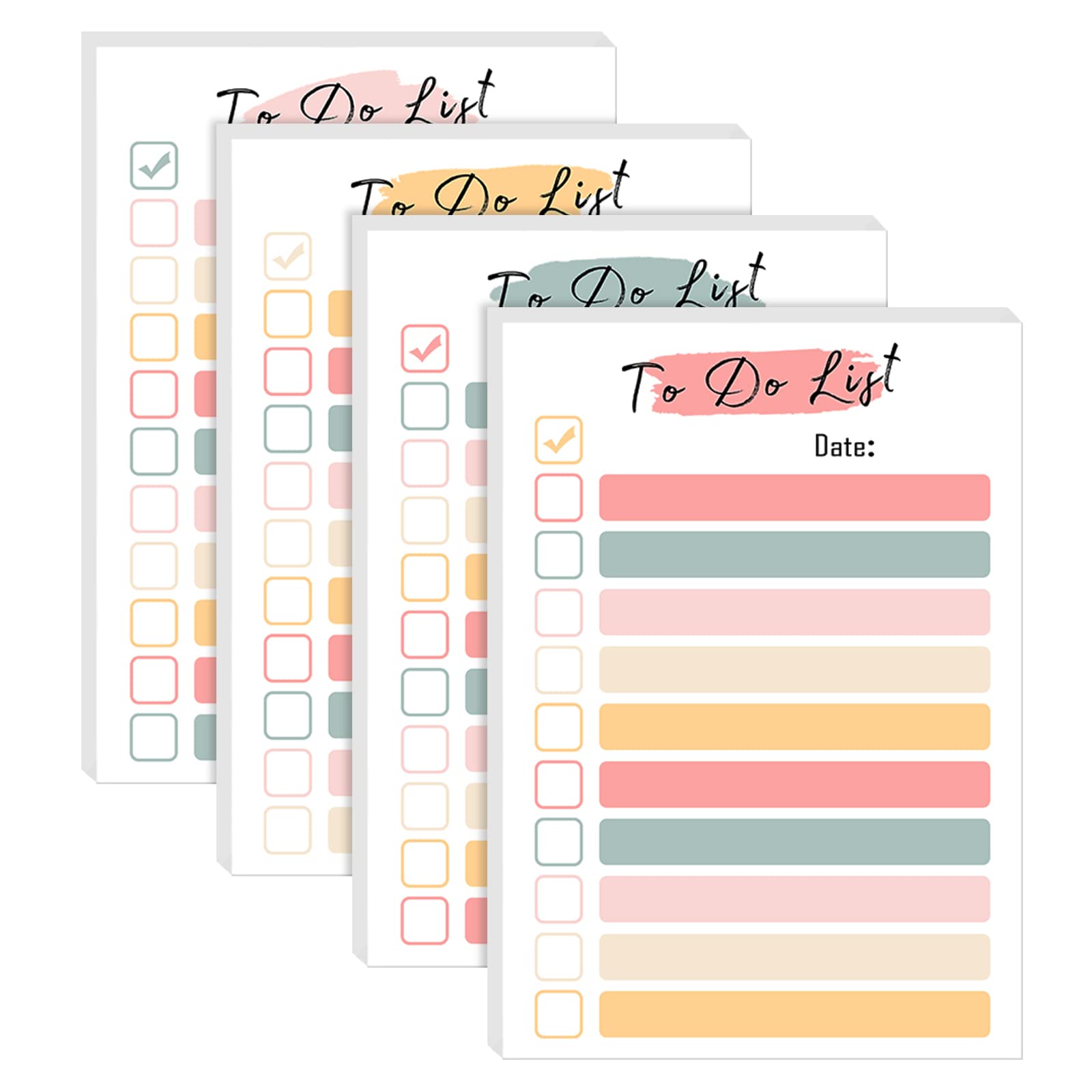 4 Packs to Do List Notepad, 240 Sheets Daily to Do List Sticky Notes 4x6Inches Memo Pad Pastel Candy Color Portable Planner for Coworkers Funny Office Gifts, 4 Cute Designs