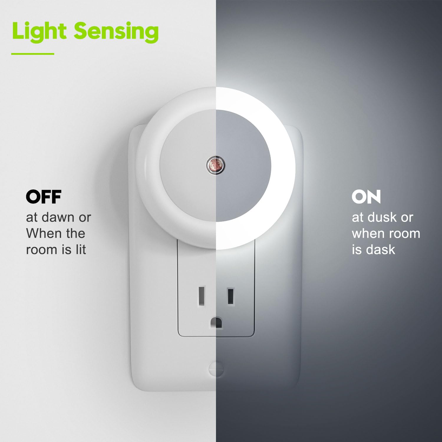 fesnne Night Lights Plug into Wall, Night Light, Dusk to Dawn Sensor, White Led Night Light 0.5W, 2 Pack Nightlight for Adults, Bedroom, Bathroom, Hallway, Kitchen