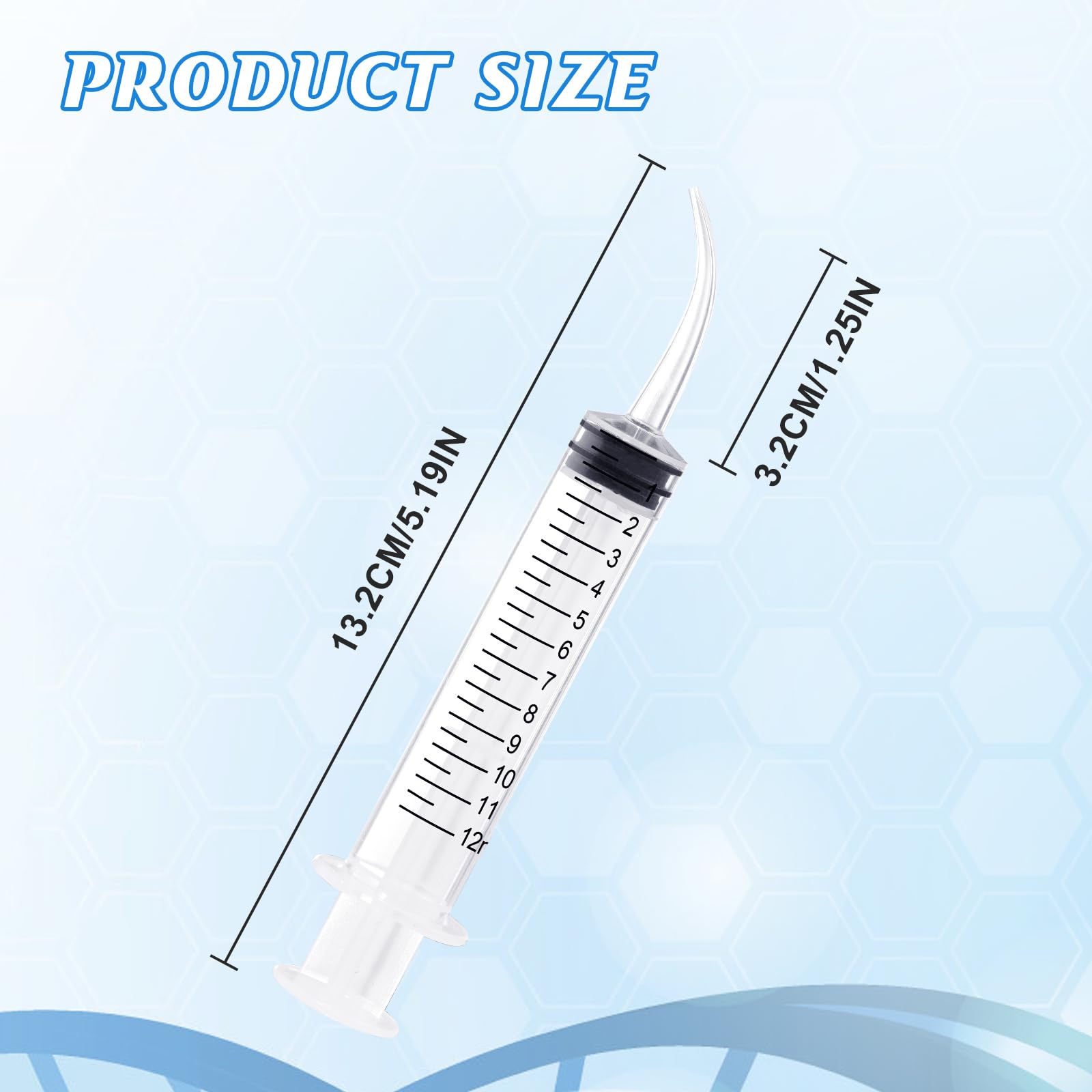 Wisdom Teeth Syringe,12ml Dental Syringe with Curved Tip & Measurement, Sterile Individually Package Dental Irrigation Syringe for Oral Dental Care, Tonsil Stones Removing, Lab, Liquid, Feeding (10 Pack)