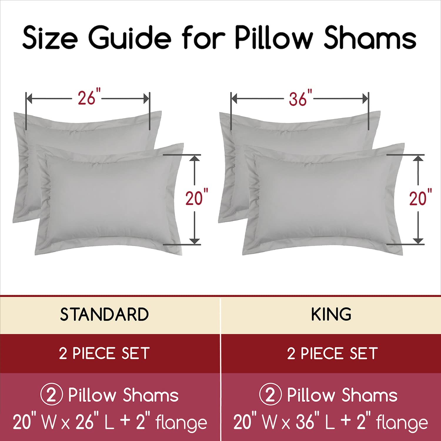Mellanni Bed Sheet Set + 2 Pillow Shams Bundle&Save - Hotel Luxury Bedding Sheets & Pillowcases - Bundle Includes: 4pcs Bed Sheet Set and 2 Pillow Shams with 2" Flange (Queen/Standard, Light Gray)