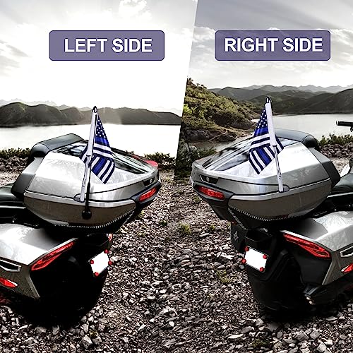 Hutexico For Spyder F3 LTD Flag Pole Mount Kit, 2 Pack Foldable Spyder Trunk Stainless Flagpole Bracket With 6 Flags USA Flag For Can-Am Spyder F3-Limited 2017-2023, Spyder RT 2020-2023 (Chrome)