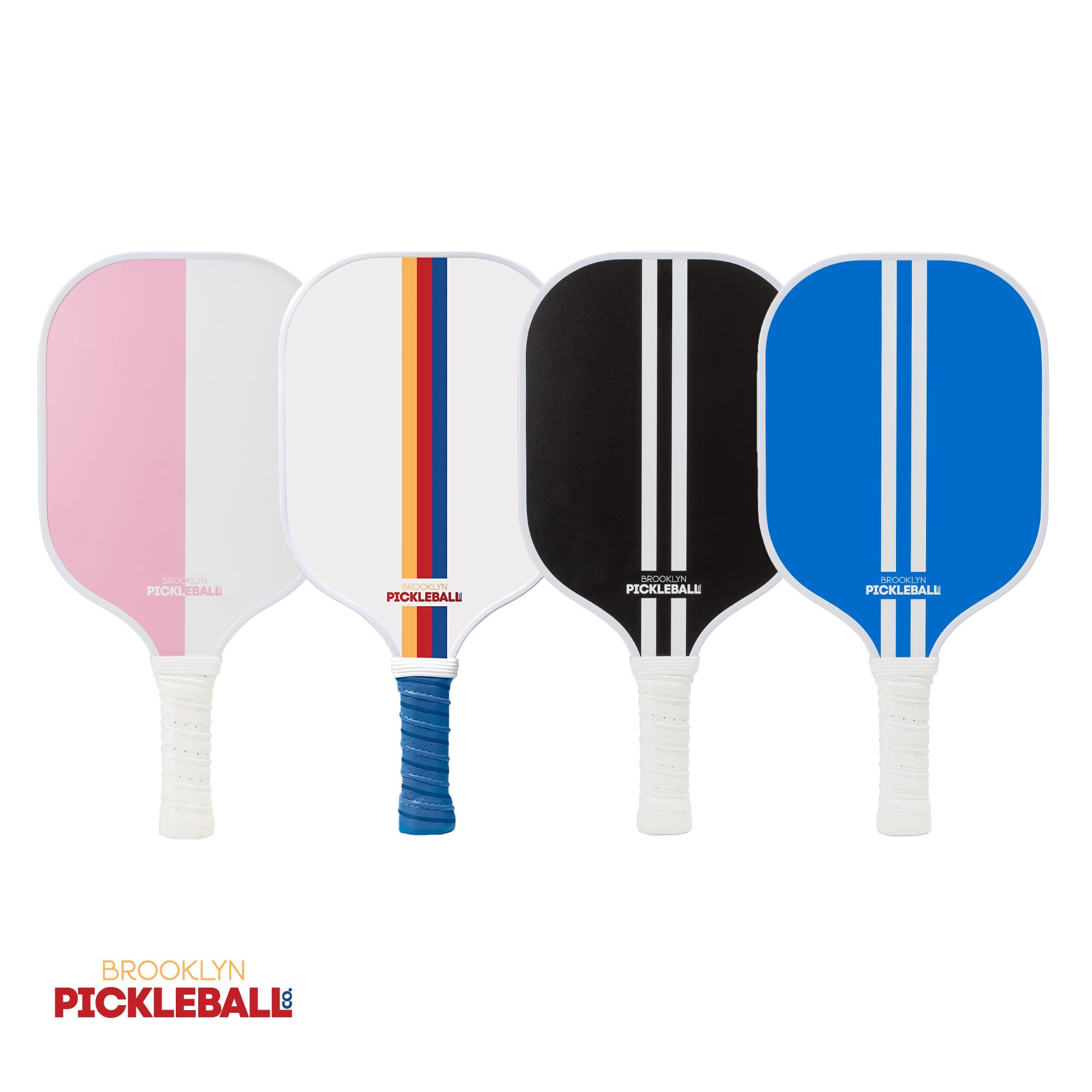 Brooklyn Pickleball Co White Pickle Ball Paddle | Carbon Fiber | Honeycomb Core | Ribbed Non-Slip Cushion Grip | Single Racket | Pickle-Ball Paddles