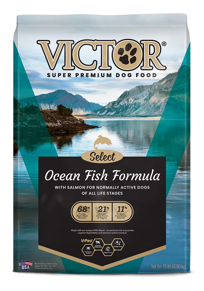 Victor Super Premium Dog Food – Select - Ocean Fish Formula – Gluten Free Dry Dog Food for All Normally Active Dogs of All Life Stages, 15lbs