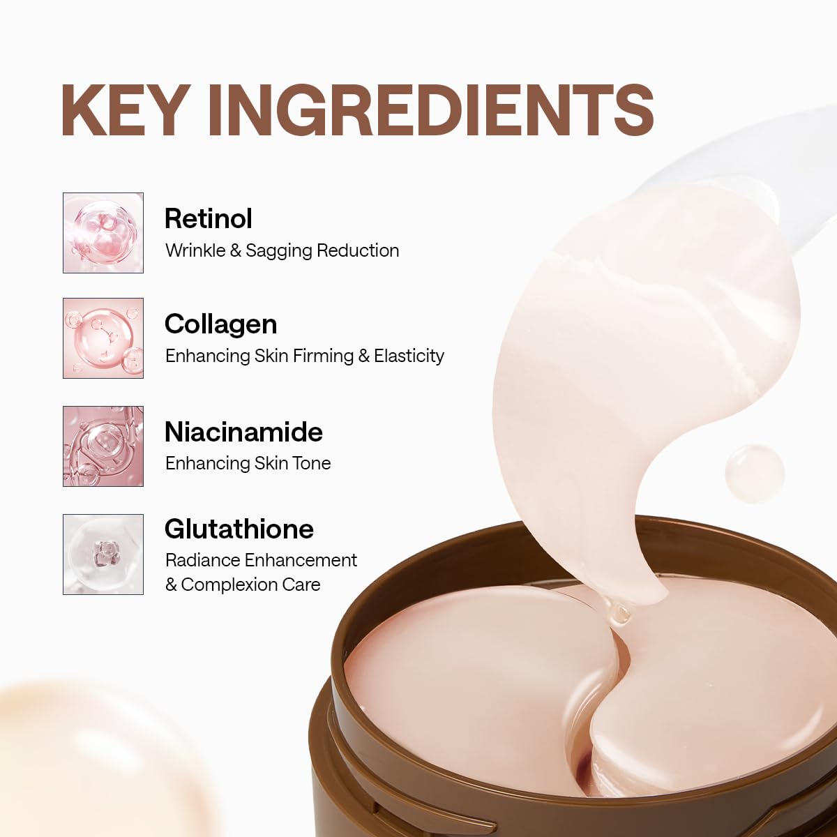 Mediheal Retinol Collagen Under Eye Patches - Korean Hydrogel Eye Pads (60 patches) with 95% Retinol & 5 Micro Collagen. Nourishing & Non Irritating Eye Gel Mask. Sealing Cap & Spatula Included.