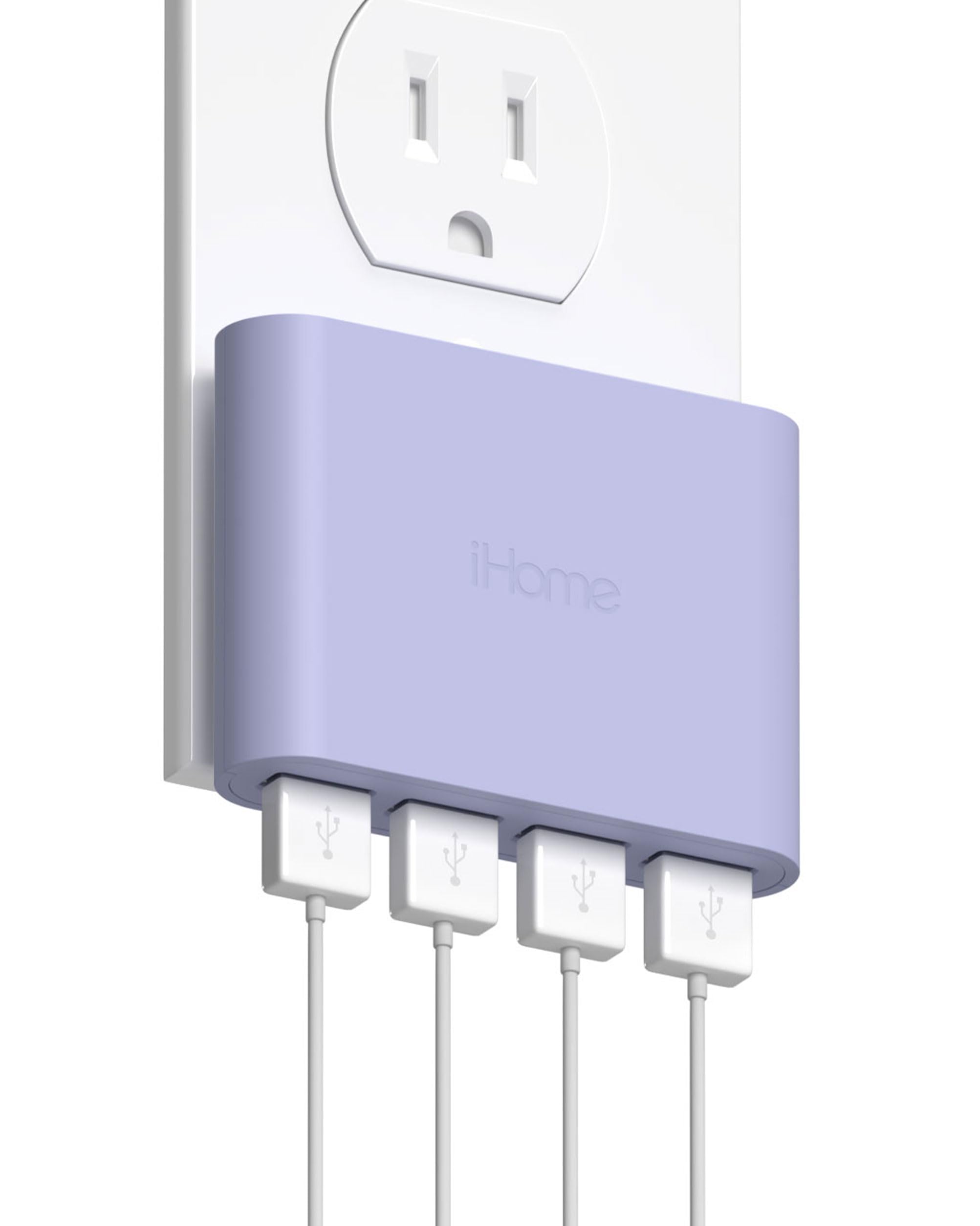 iHome Slim USB Wall Charger: AC Pro Multiport USB Charger, USB Plug Adapter & Phone Charging Block, 4 USB Plugs for Wall Outlet, Flat 4 Port USB Charger & USB Wall Adapter