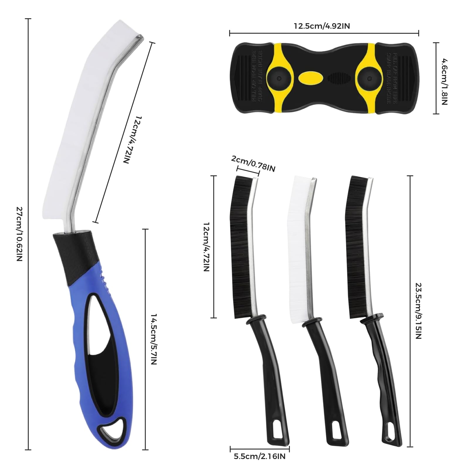 5-in-1 Crevice Cleaning Brush Set with Dual-Edge Scraper - Multifunctional Gap Cleaner Brushes for Kitchen, Bathroom, Window Tracks, and Car Detailing