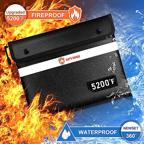 Fireproof Document Bag 5200°F with Heat Insulated, Fireproof Money Bag for Cash with Zipper and Reflective Strip, 14.2” X 11” Fireproof Safe Storage Pouch for Valuables