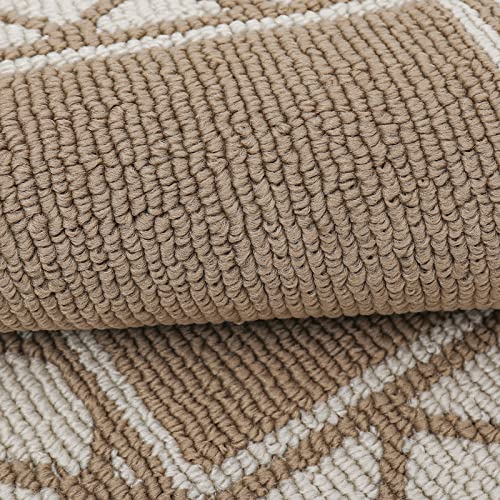 COSY HOMEER Thick 48x20 Inch/30X20 Inch Kitchen Rug Mats Made of 100% Polypropylene 2 Pieces Soft Kitchen Mat Specialized in Anti Slippery and Machine Washable (Beige)