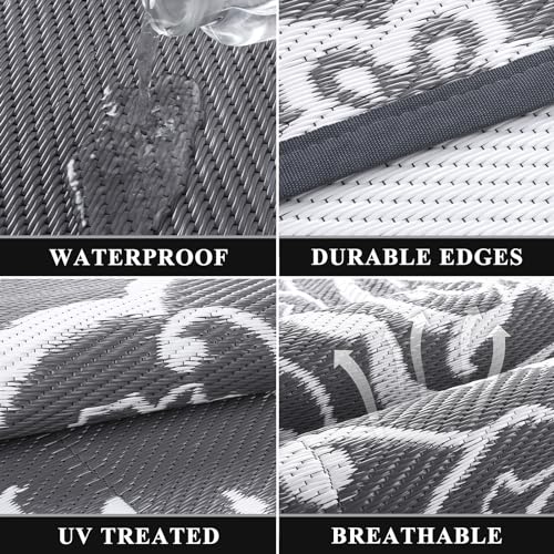 Pauwer Waterproof Outdoor Rug 6'x9', Reversible Outdoor Plastic Straw Rug, Outdoor Patio Rug for Camping, Outside RV Mat, Indoor Outdoor Rugs Carpet for RV, Picnic, Backyard, Deck, Balcony, Porch