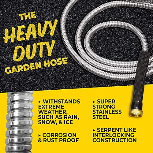 Bionic Steel Pro 75 FT Garden Hose with Nozzle, 304 Stainless Steel Metal Water Hose 75Ft, Flexible Hose, Kink Free, Lightweight and Durable, Crush Resistant Fitting, Easy to Coil, 500 PSI 2024 Model