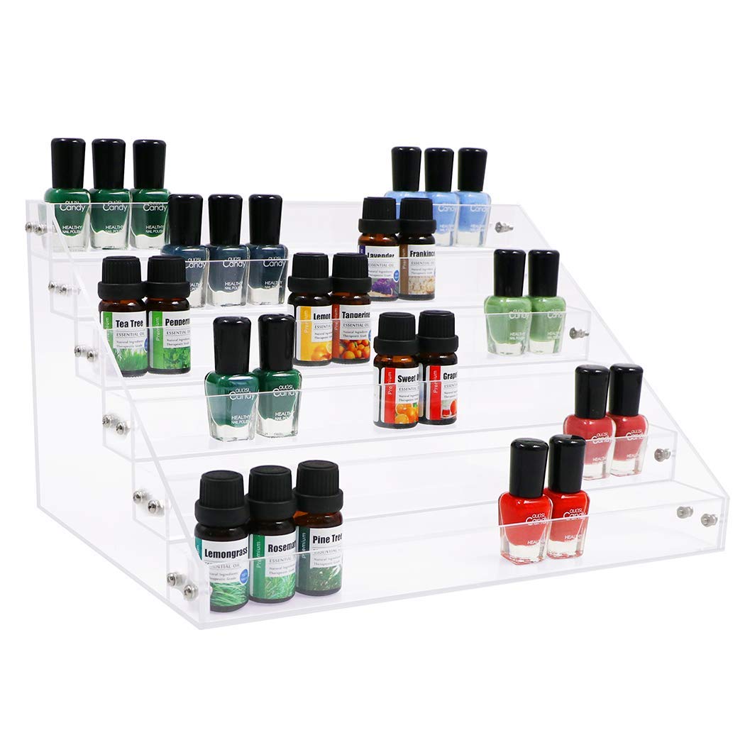 Kingtaily Nail Polish Organizer 72 Bottles of 6 Layers Acrylic Display Rack Storage Rack, Clear Essential Oil Stand Holder, Sunglasses 6L