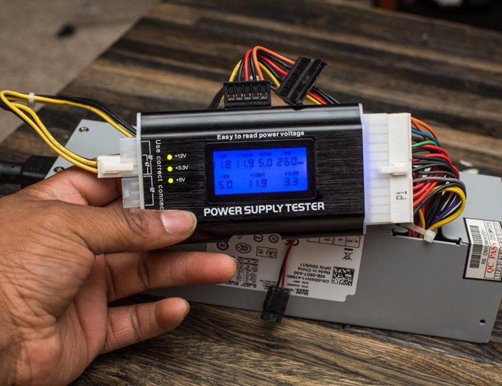 Computer PC Power Supply Tester, ATX/ITX/IDE/HDD/SATA/BYI Connectors Power Supply Tester, 1.8'' LCD Screen (Aluminum Alloy Enclosure)