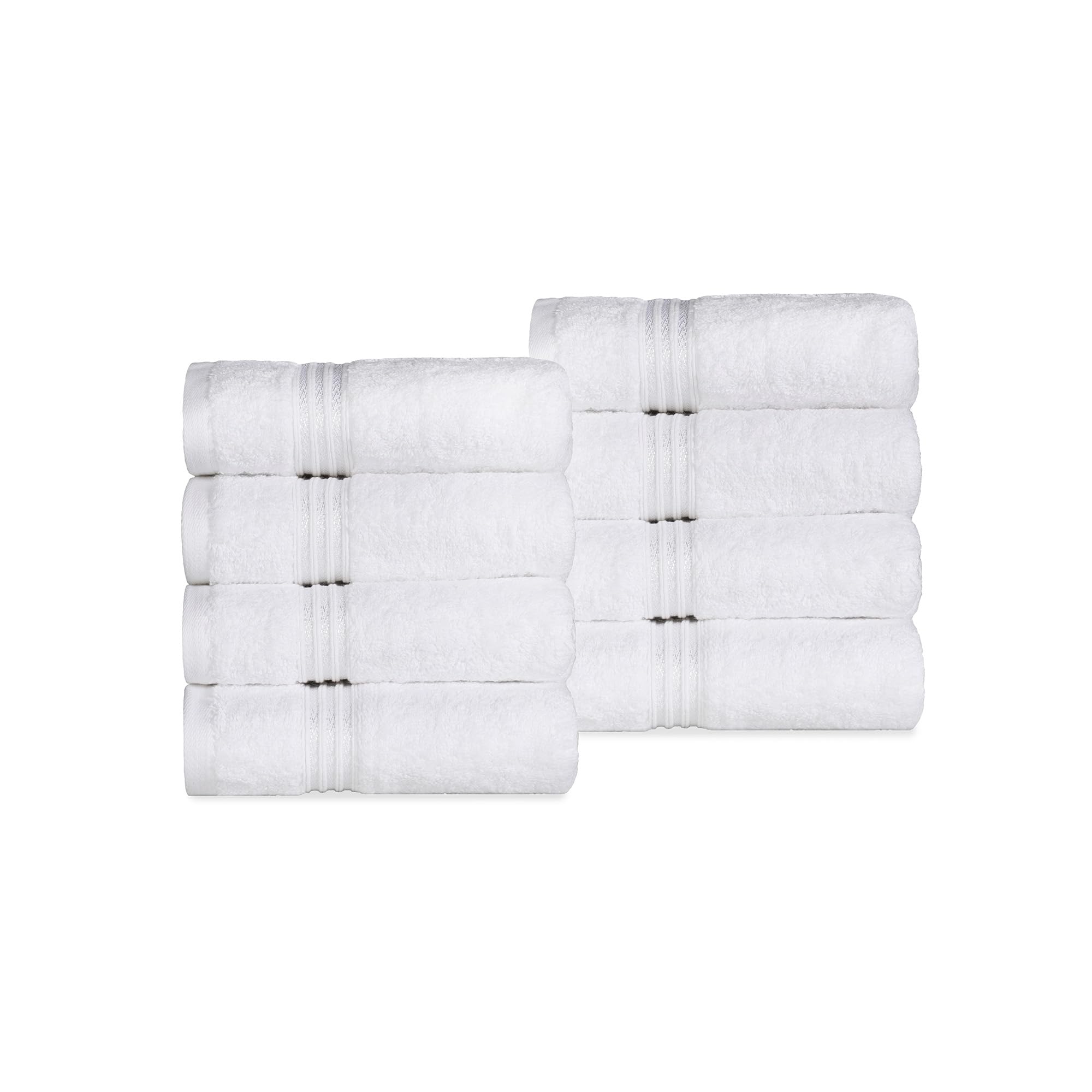 Superior Egyptian Cotton 8-Piece Hand Towel Set, Towel Basics For Quick Dry, Absorbent Small Towels, Facial, Spa, Kitchen, Bathroom Essentials, Apartment, Guest Bath, Soft, Washcloth, White