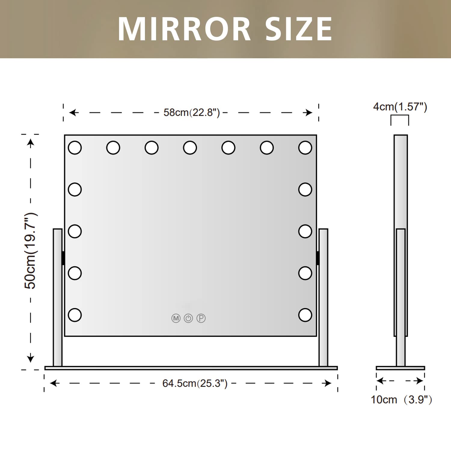 FENCHILIN Vanity Mirror with Lights, White Hollywood Lighted Makeup Mirror with 15 Dimmable LED Bulbs Rotation for Dressing Room & Bedroom, Living Room