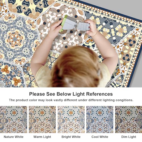 JUSTWOOF Machine Washable Boho Area Rug,2x3 Entry Rug Non-Slip Indoor Door Mat,Non-Shedding Faux Wool Low-Pile Throw Rugs for Bedroom Kitchen Entryway Bathroom Decor(Blue, 2x3ft)