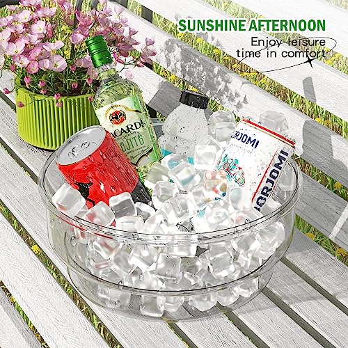 caktraie Condiment Tray [with 360° Rotating Tray Turntable] Stainless Steel 5 Spoons, 5 Forks and 1 Clip, Bar Ice Fruit Holder, Condiment Server, Compartment Tray with Lid