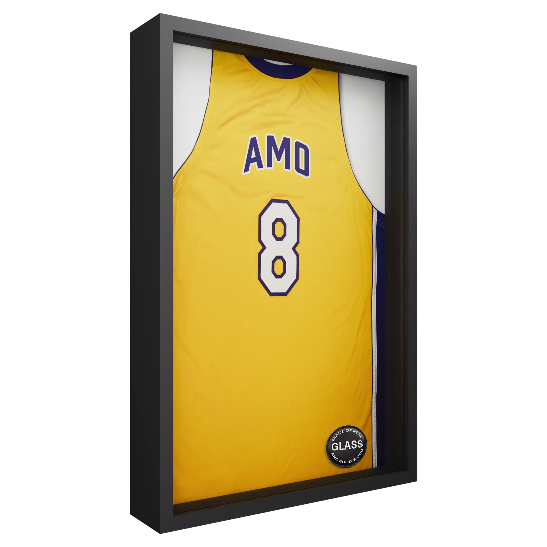 Frame Amo 20x30 Black Shadow Box Frame, Tempered Glass Front and Solid Wood Border, 2.5 inch Thick, Display Case for Items or Posters