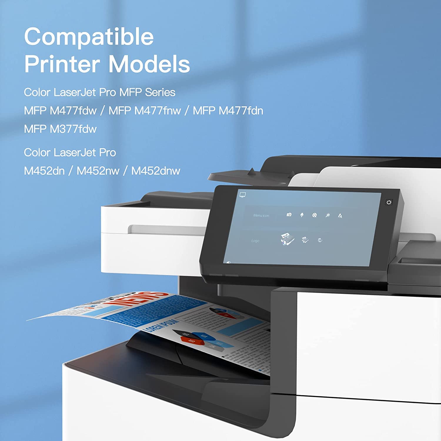 GPC Image Compatible Toner Cartridge Replacement for HP 410A CF410A CF411A CF412A CF413A to use with Color Laserjet Pro MFP M477fdw M477fdn M477fnw Pro M452dn M452nw M452dw Printer Toner (4 Pack)