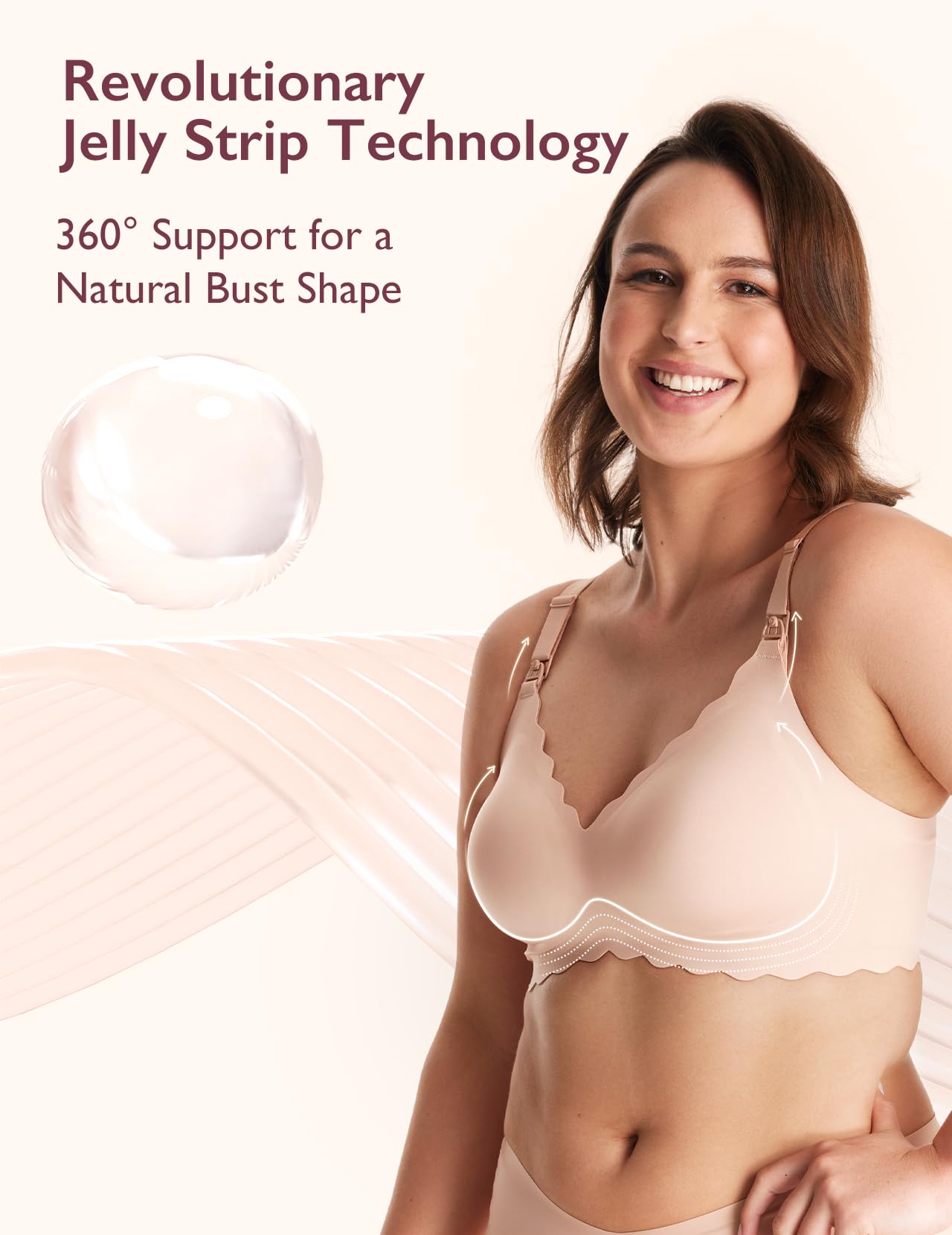 Momcozy Nursing Bras for Breastfeeding, Seamless Pregnancy Maternity Bra Wireless Classic Jelly Strip Support Nursing Bra