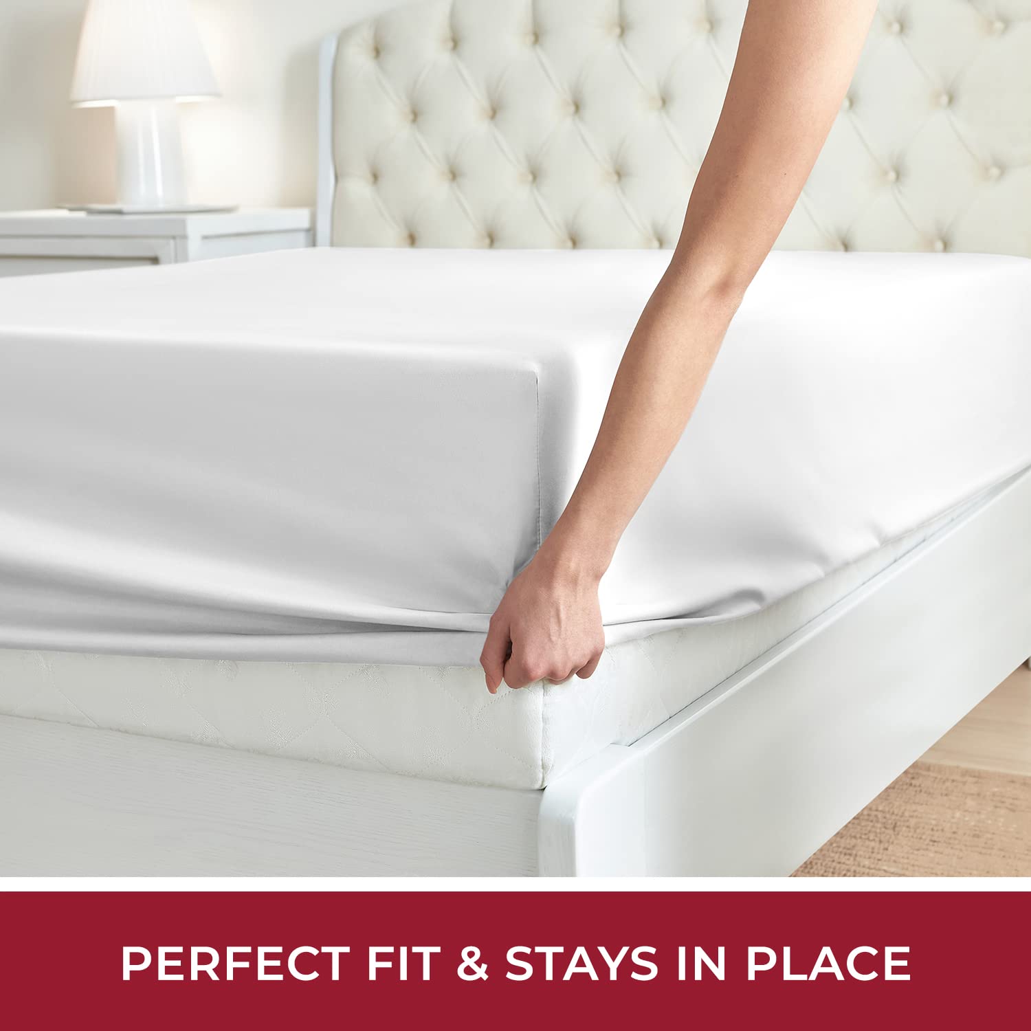 Mellanni Queen Fitted Sheet - Iconic Collection Bedding Sheets with up to 16 inch Deep Pocket - Soft & Cooling - Fade & Stain Resistant - 1 PC (Queen, White)