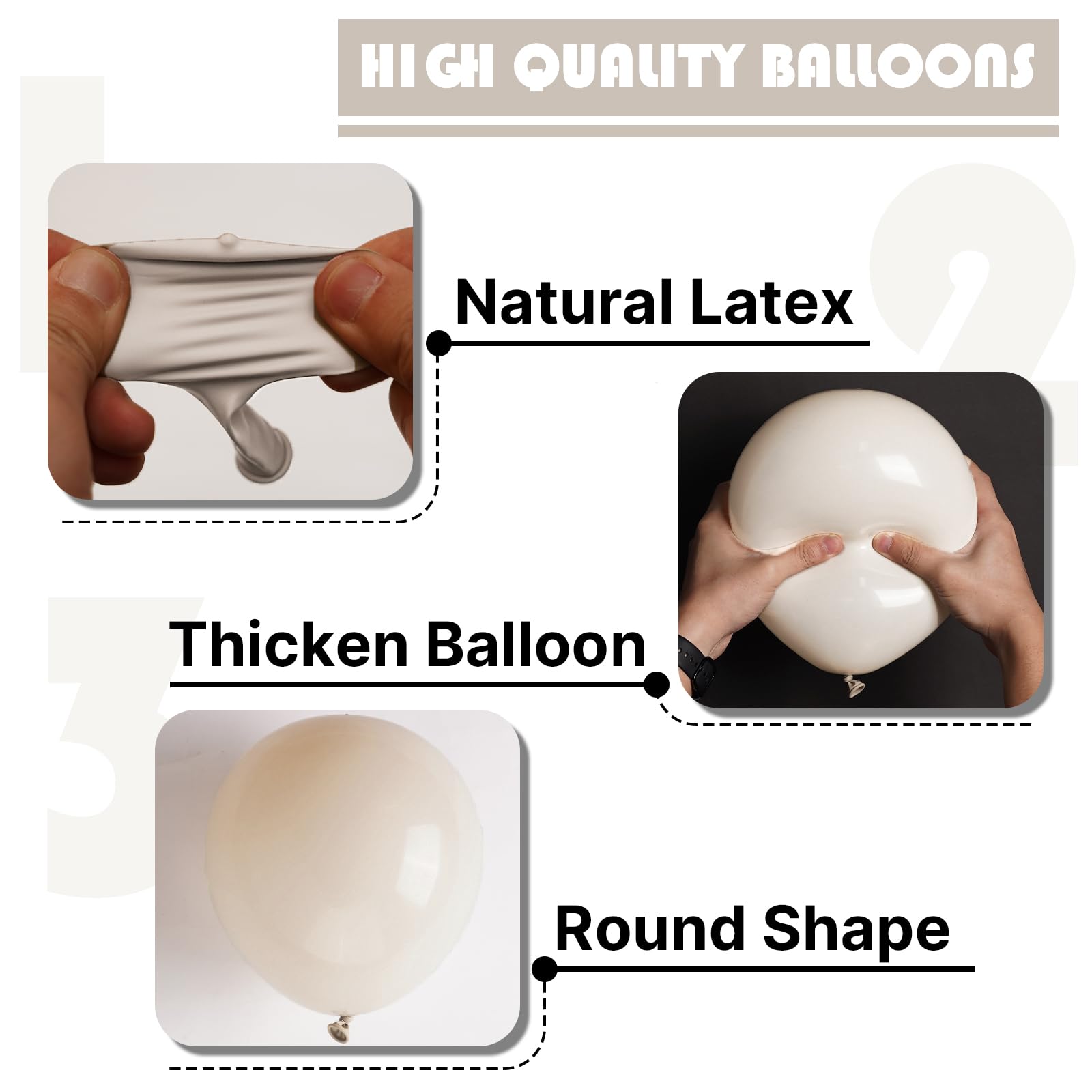 PartyWoo White Sand Balloons 51 pcs 12 Inch Beige Cream Ivory Off White Latex Helium Balloons for Wedding Bridal Graduation Baby Shower Gender Reveal Safari Birthday Party Decorations White-F12