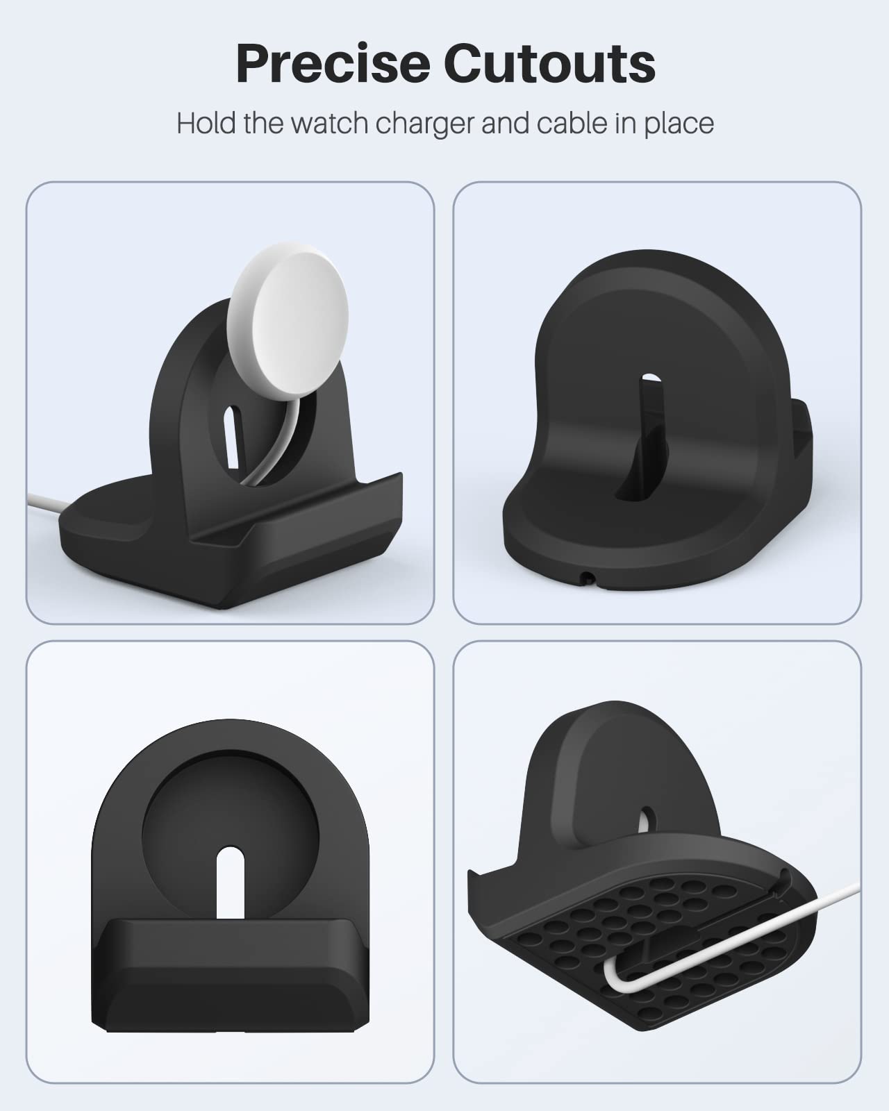 MoKo 2Pack Charger Stand Compatible with Google Pixel Watch, Non-Slip Silicone Charging Dock Stand Durable Charger Base Holder[Charger Not Included], Black