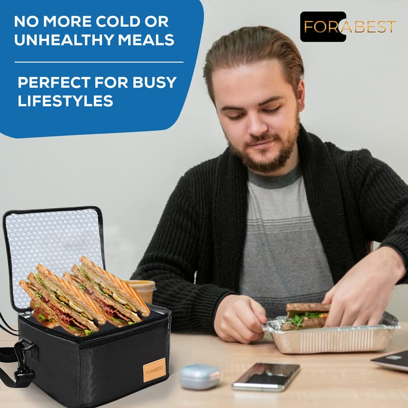 FORABEST Portable Microwave Food Warmer – Fast 80W Mini Microwave Heating Lunch Box, Universal 12,24,110,220V Portable Food Warmer Lunch Box - 144oz Calentador De Comida Portatil for Work, Travel