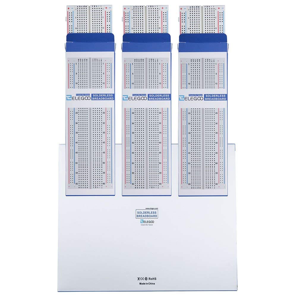 ELEGOO 3pcs Breadboard 830 Point Solderless Prototype PCB Board Kit for Arduino Proto Shield Distribution Connecting Blocks