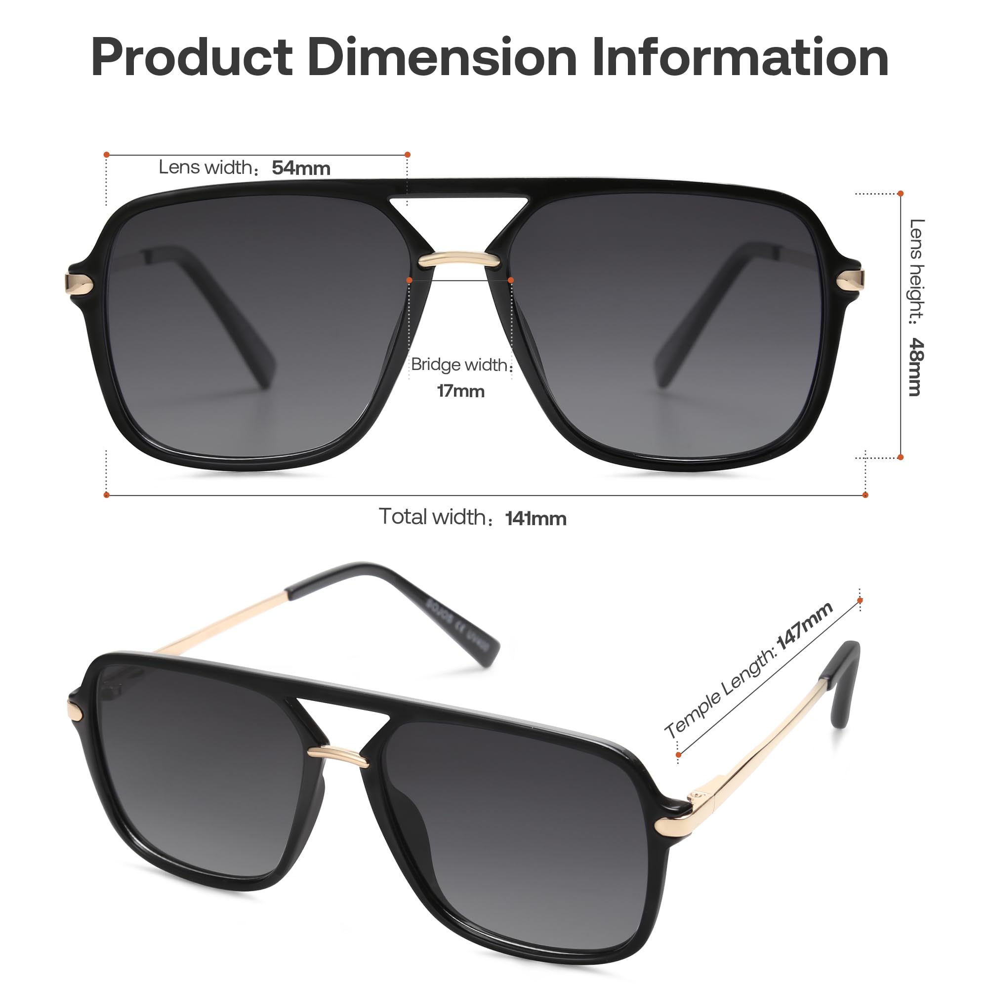 SOJOS Sunglasses for Women & Men, Square, Retro, Polarized Lens, Trendy Aviator, 90s Shades (SJ2229, Black Grey)