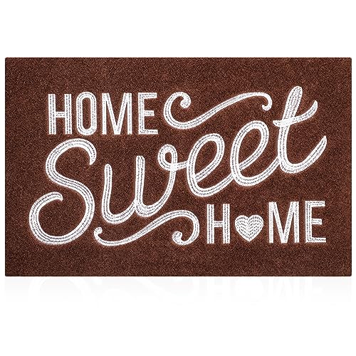 AAZZKANG Yellow Door Mat Outdoor Indoor Decorative Home Sweet Home Doormat with Non Slip Rubber Backing Ultra Absorb Mud Easy to Clean Entryway Mats