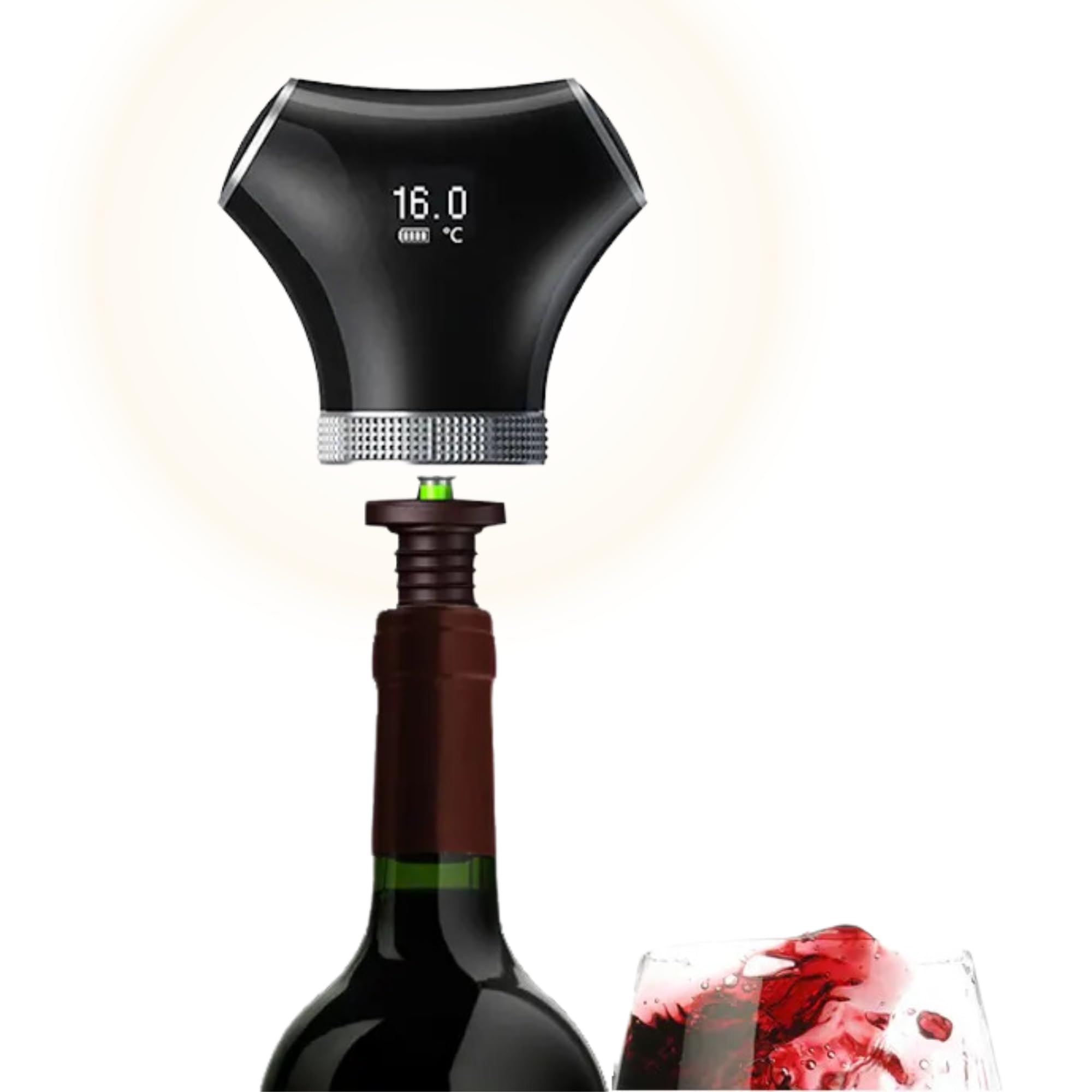 Smart Rechargeable Wine Bottle Stopper and Preserver with 2 Plugs, Keep Wine Fresh up to 3 weeks, Automatic Vacuum Pump with Food-Grade Silicone, Wine Preserver Stopper, Ideal Gift for Wine Lovers