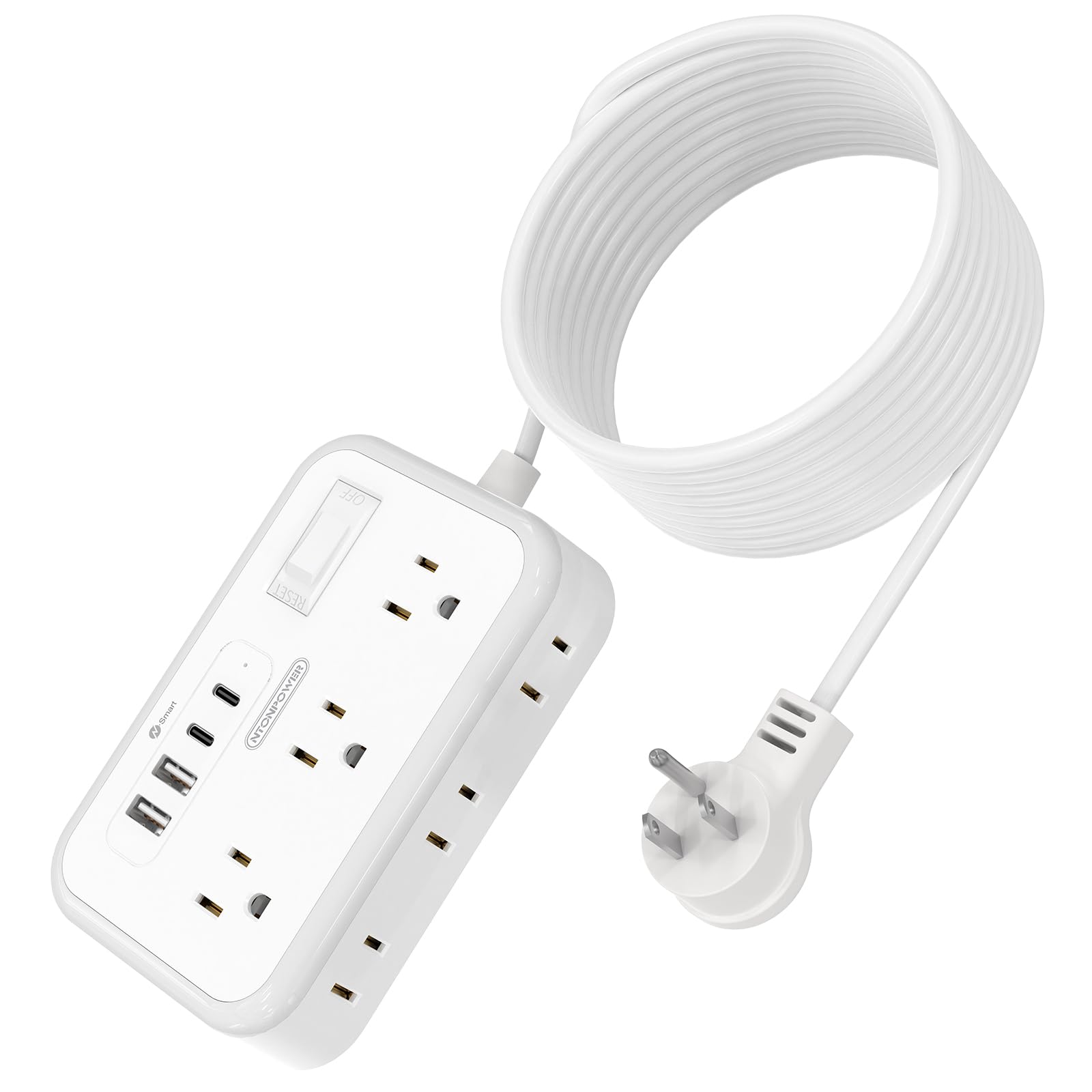 Flat Plug Extension Cord 25 ft, Surge Protector Power Strip, Outlet Extender with 6 Outlets 4 USB Ports, 1080 J, Overload Protection, Extension Cord with Multiple Outlets for Indoor, Home, Office