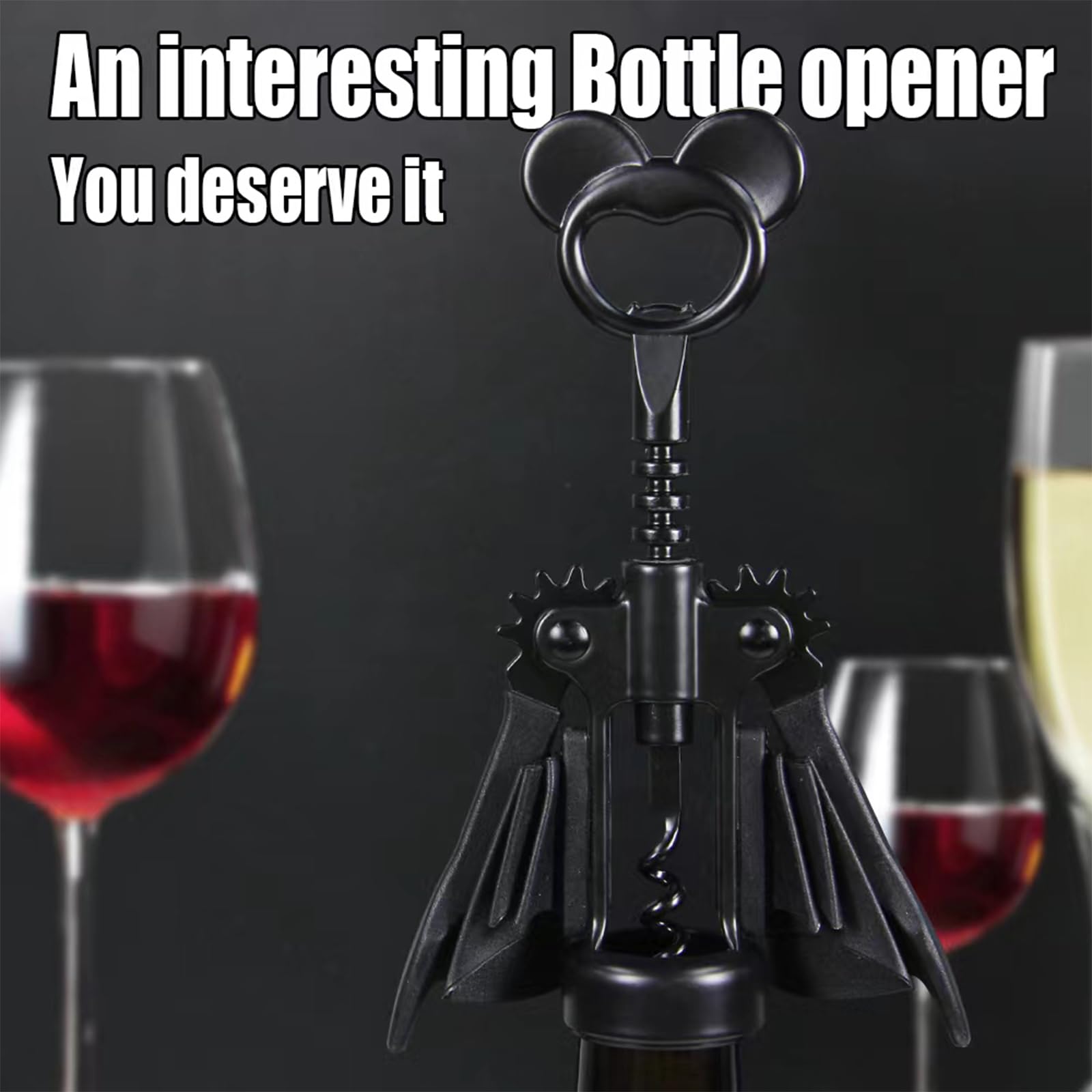 Bat Wine Bottle Opener Winged Bat Shape Red Wine Beer 2-in-1 Bottle Opener for Home Party, Gift for BarClub Lovers