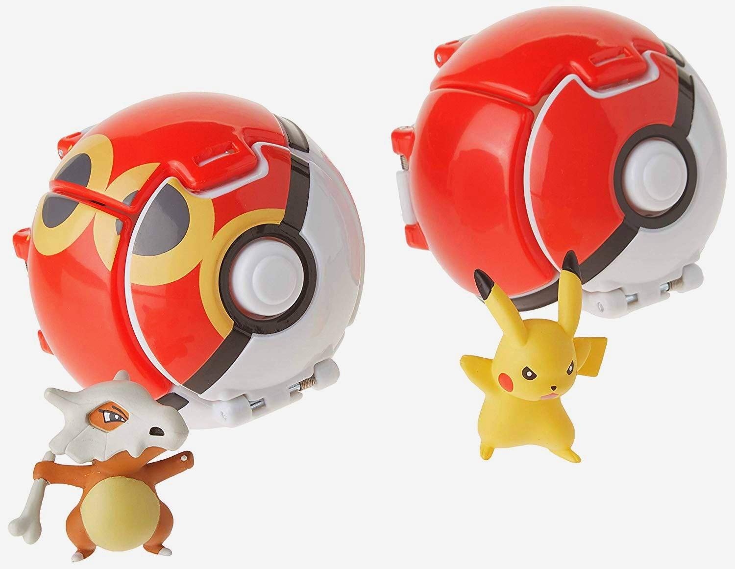 Tomy Pokemon Throw 'N' Pop Duel Pikachu Pokeball & Cubone Repeat Ball Figure Set