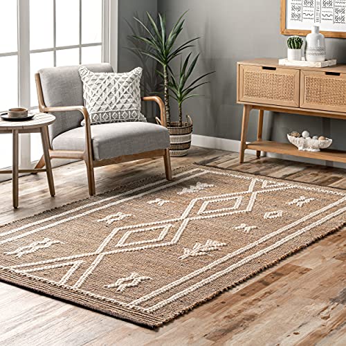 nuLOOM Ricki Hand Woven Tribal Flatweave Area Rug, 5x8, Natural