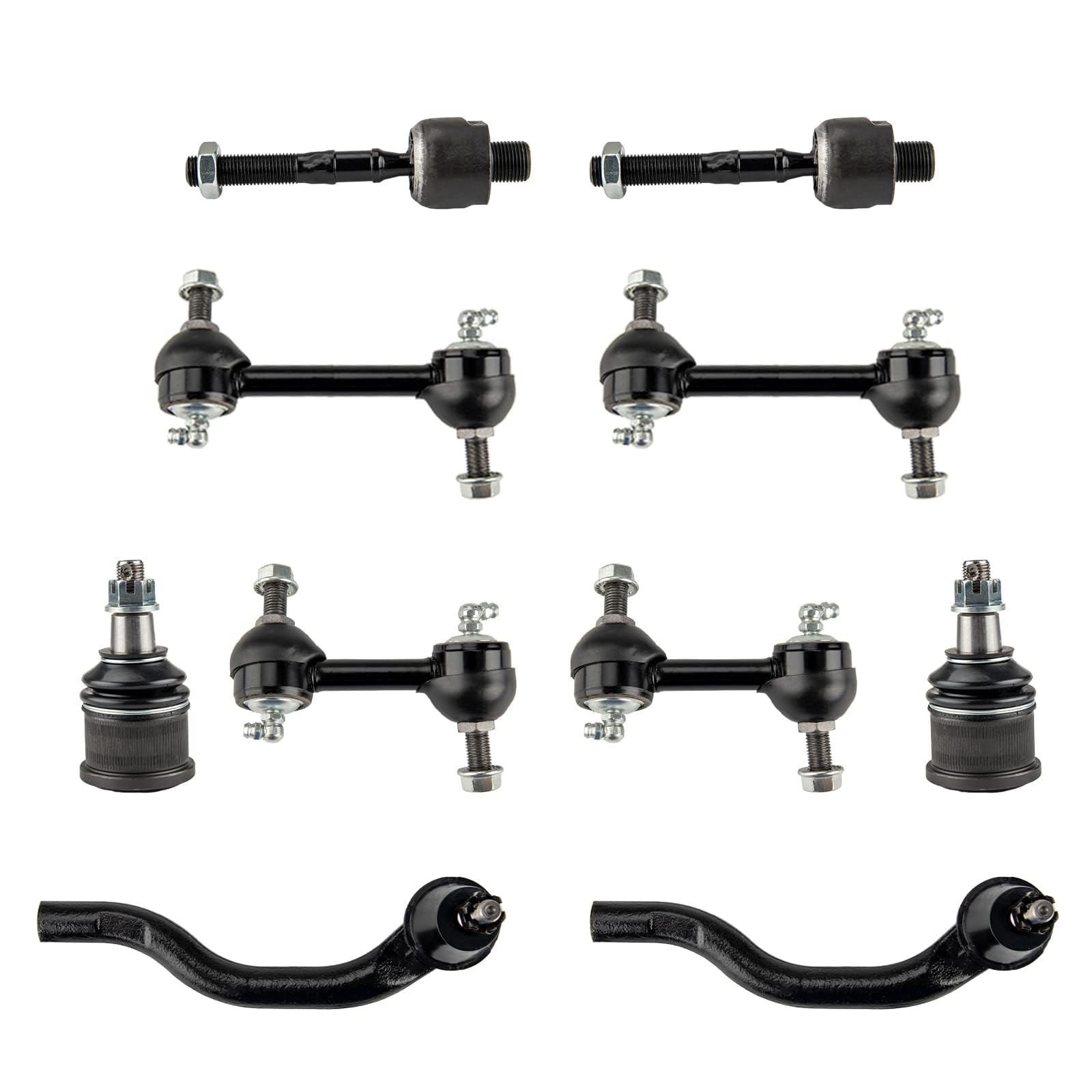 Torchbeam 14Pcs Front Upper Lower Control Arms, Suspension Kit with Ball Joint Tie Rods Sway Bar for TSX 2004-2008, Accord 2003-2007, K620616 K620617 K640289