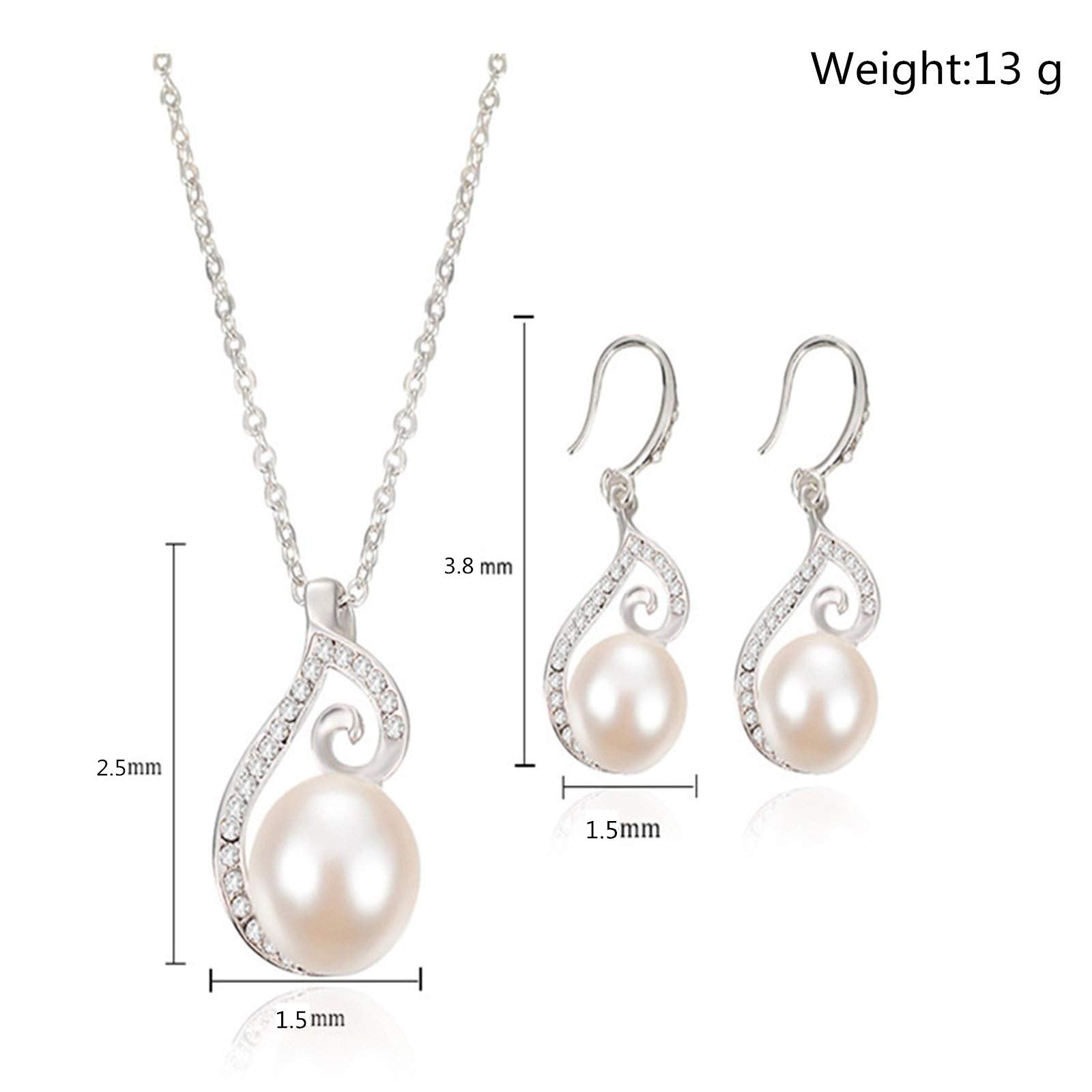 Amaon Haul Store Pearl Jewelry Set for Women Adjustable Dainty Pearl Pendant Necklace Amaon Outlet Today Pearl Dangle Earrings Wedding Pearl Silver Jewelry Set for Valentine's Day