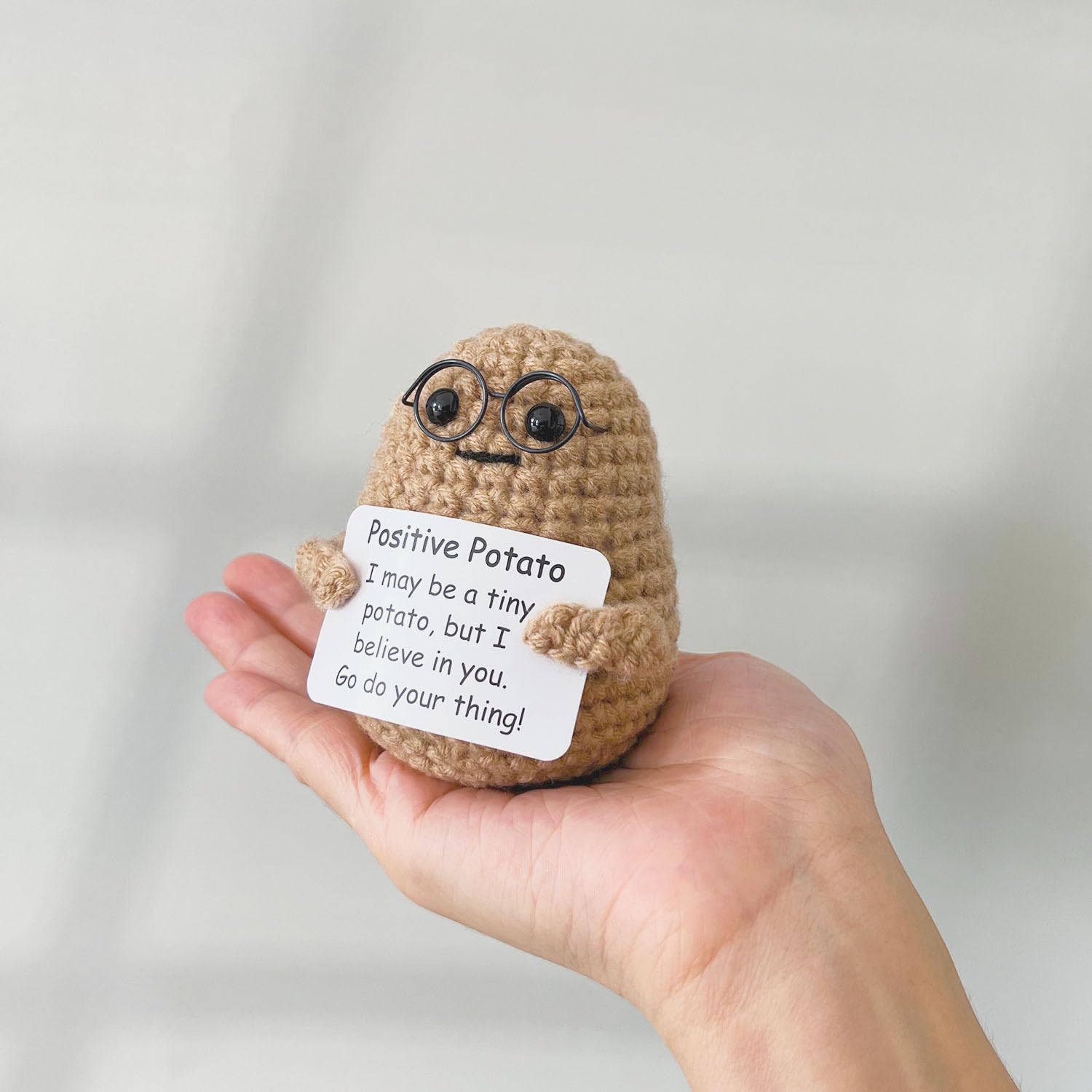 MHRYEZ Positive Life Potato Crochet Funny Gifts with Positive Card for Cheer Up, Birthday Gifts for Friends Women, Graduation Gifts