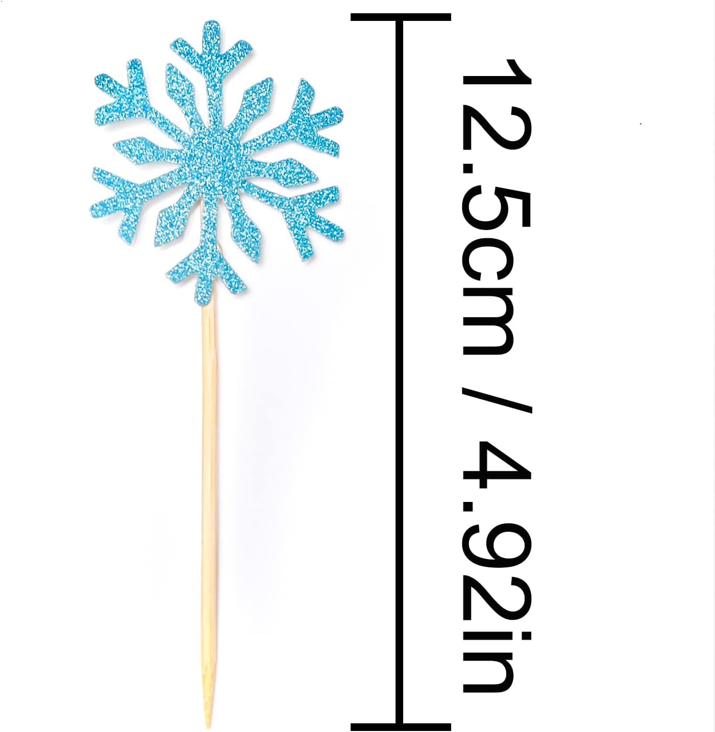 PartyWoo Frozen Cake Toppers, 20 pcs Snowflakes Cupcake Topper Set, Glitter Silver and Blue for Frozen Cake Winter Wonderland Birthday Party Decorations