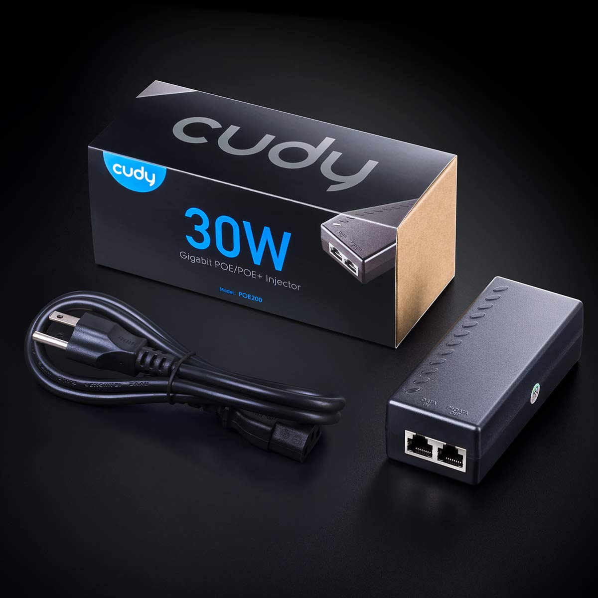 Cudy New 30W Gigabit PoE Injector Adapter, 30W,10/100/1000Mbps RJ-45, IEEE 802.3af / 802.3at Compliant, up to 100 Meters (325 Feet), PoE200