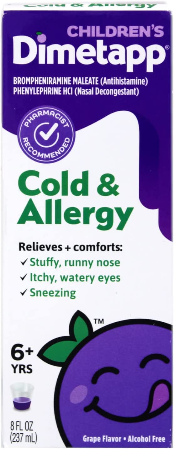 Children’s Dimetapp® Cold & Allergy Liquid – Grape Flavor, Alcohol-Free, 8 fl oz - 3 Pack