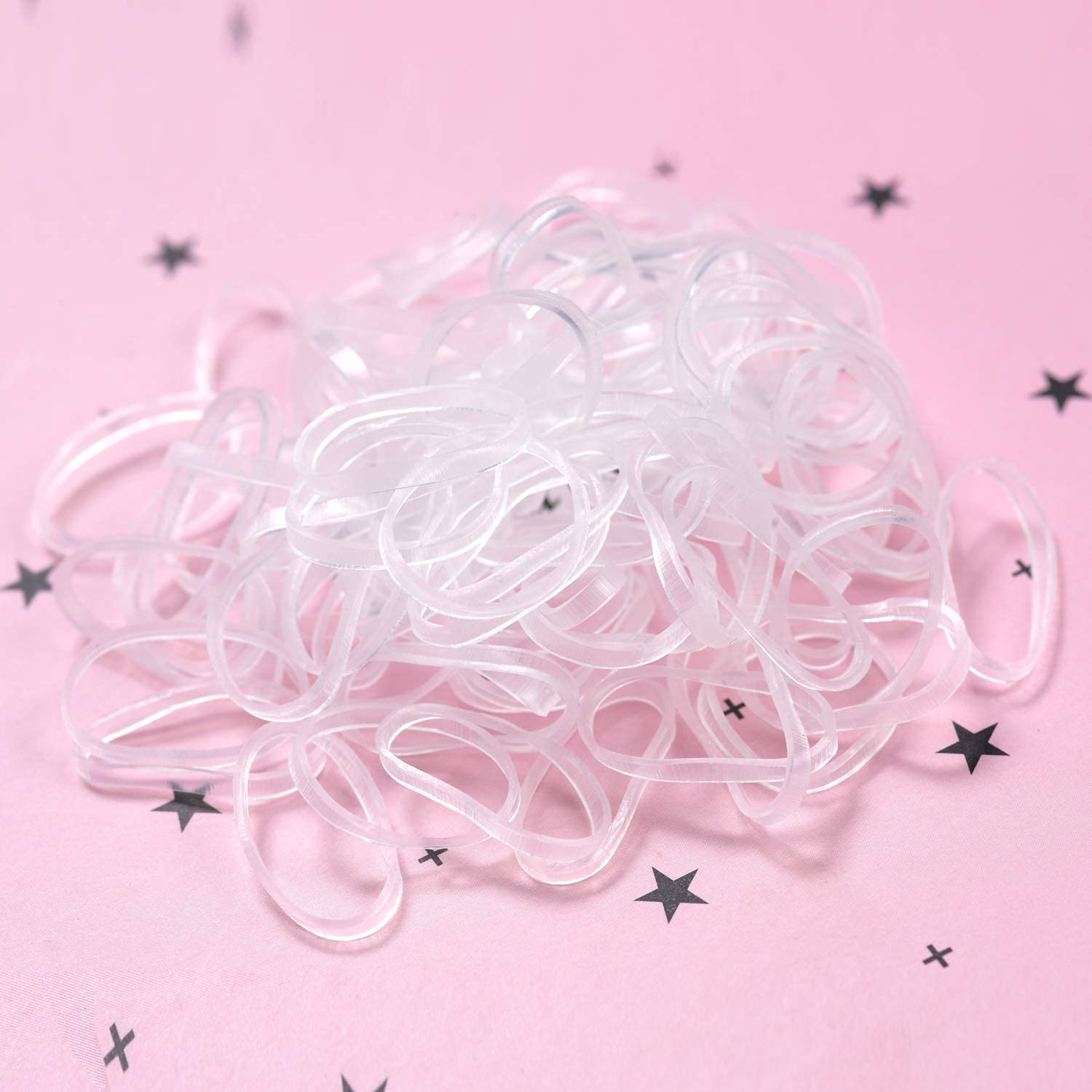 Youxuan 1000-Pack Elastic Hair Ties Non-slip Rubber Hair Bands for Girls, Clear