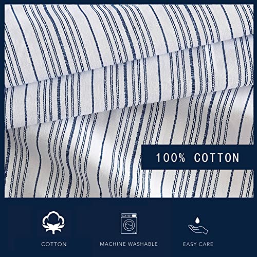 Nautica- Twin Duvet Cover, Cotton Reversible Bedding with Button Closure, Casual Home Décor for All Seasons (Beaux Stripe Blue, Twin)